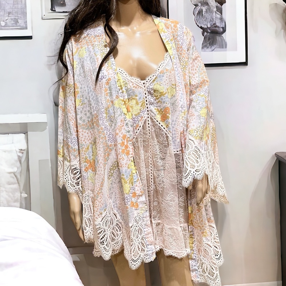 NEW Victoria’s Secret babydoll sleep slip dress AND kimono robe coverup | Sz L